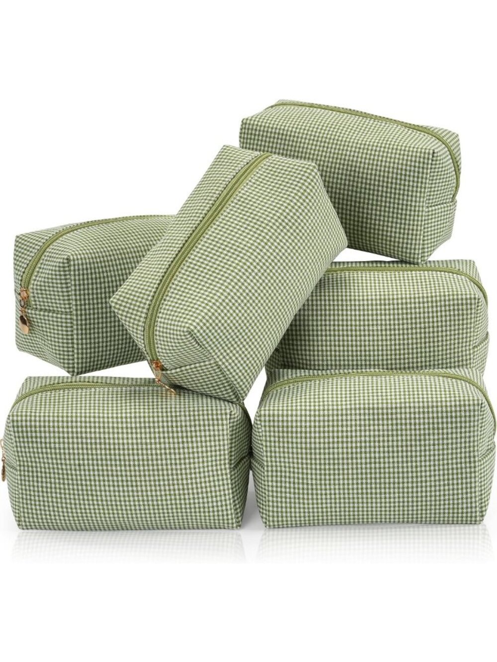 6PCS Travel Makeup Bag Set, Cute Checkered Toiletry Pouches & Pencil Cases